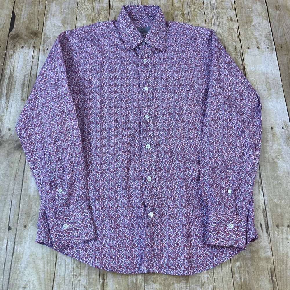 Canali 1934 Dress Shirt Medium Button Down Up Geometric Pattern - Picture 3 of 6